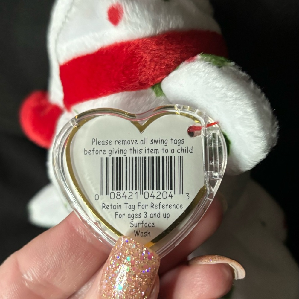 Ty Beanie Baby Heart Tag with Red and White - Picture 6 of 8